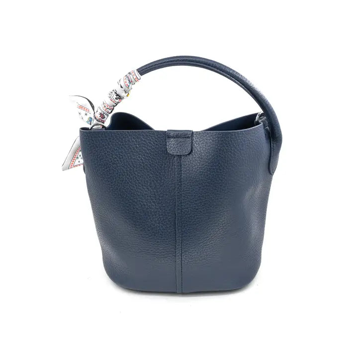 Bucket Tote with Scarf - Black, Brown, Red, Navy