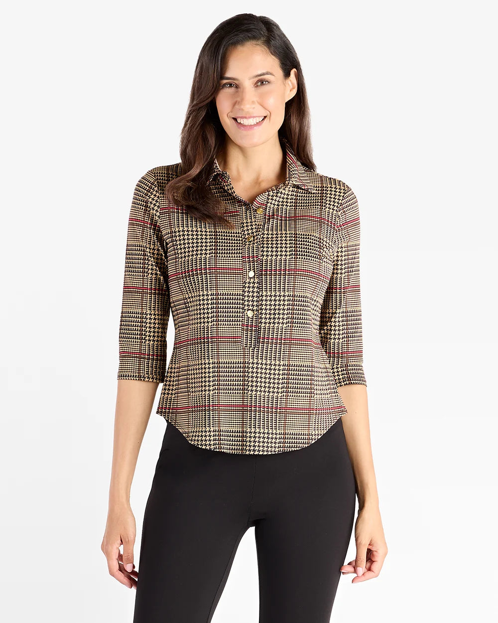 Jude Connally Shane Top | Glen Plaid Camel
