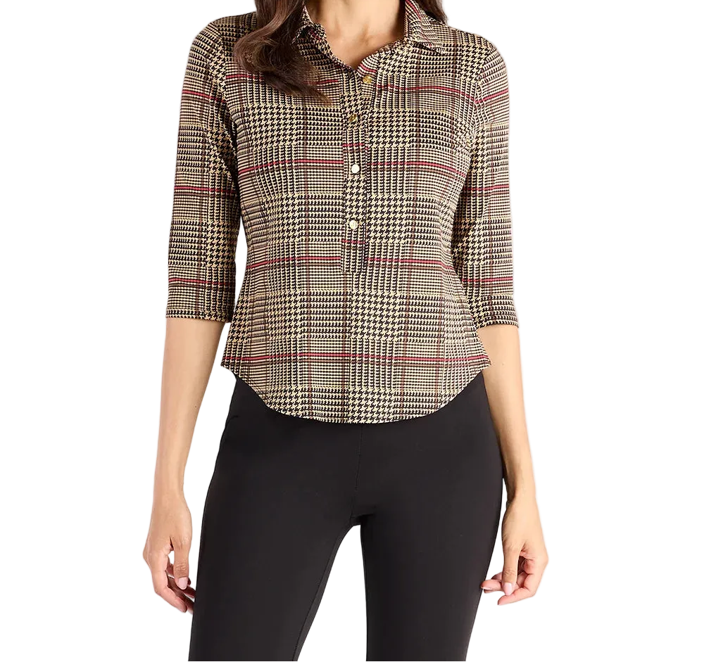 Jude Connally Shane Top | Glen Plaid Camel