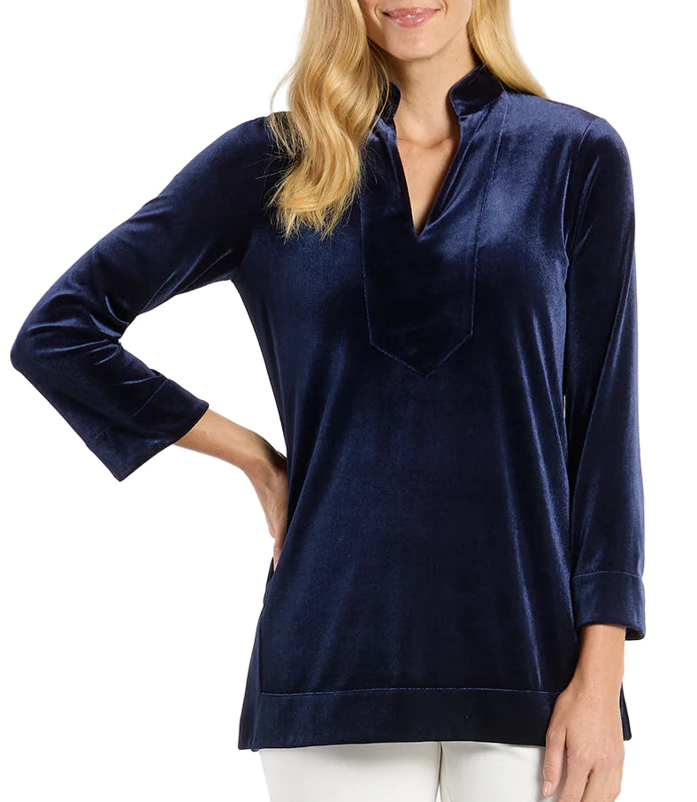 Jude Connally Chris Velvet Top - Navy
