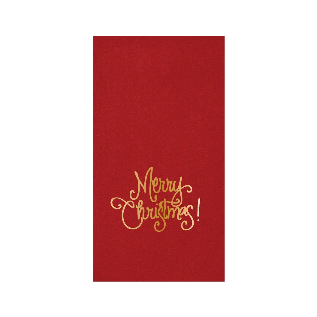 Merry Christmas Guest Towel - Dark Red