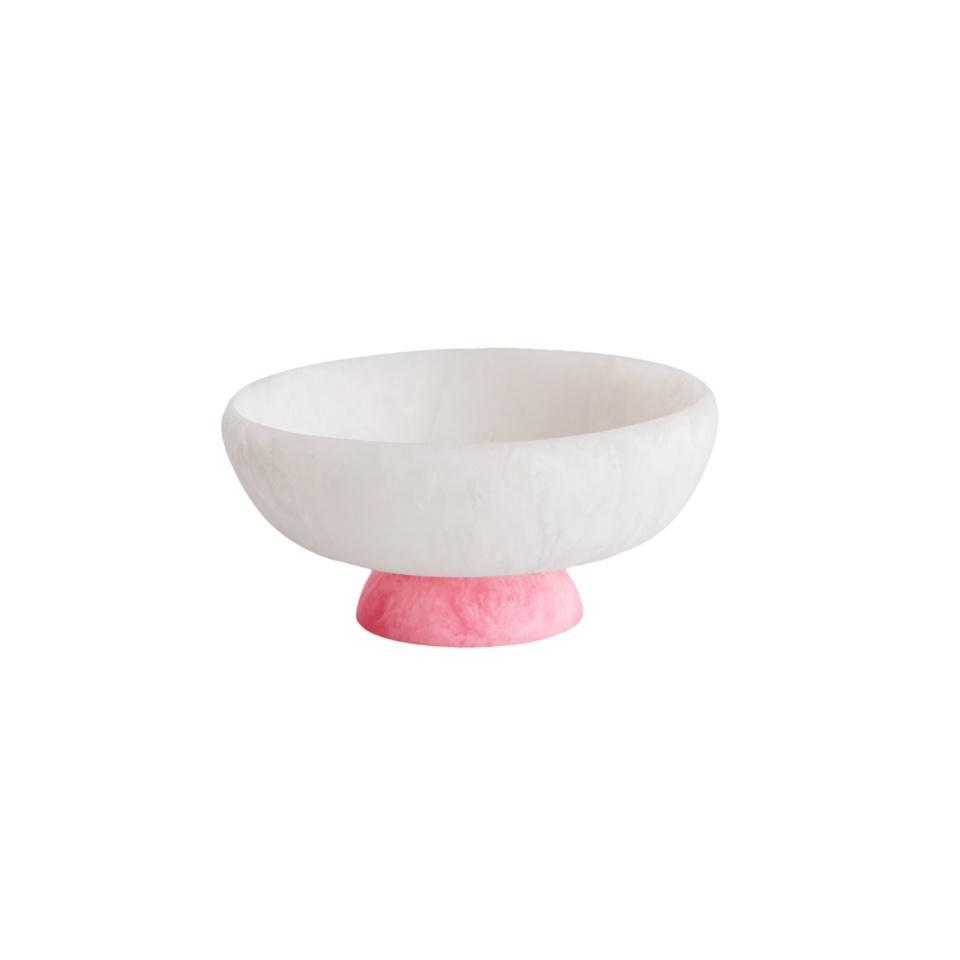 Beatriz Ball Resin Sorbet Medium Round Bowl with Base - Coconut and Raspberry