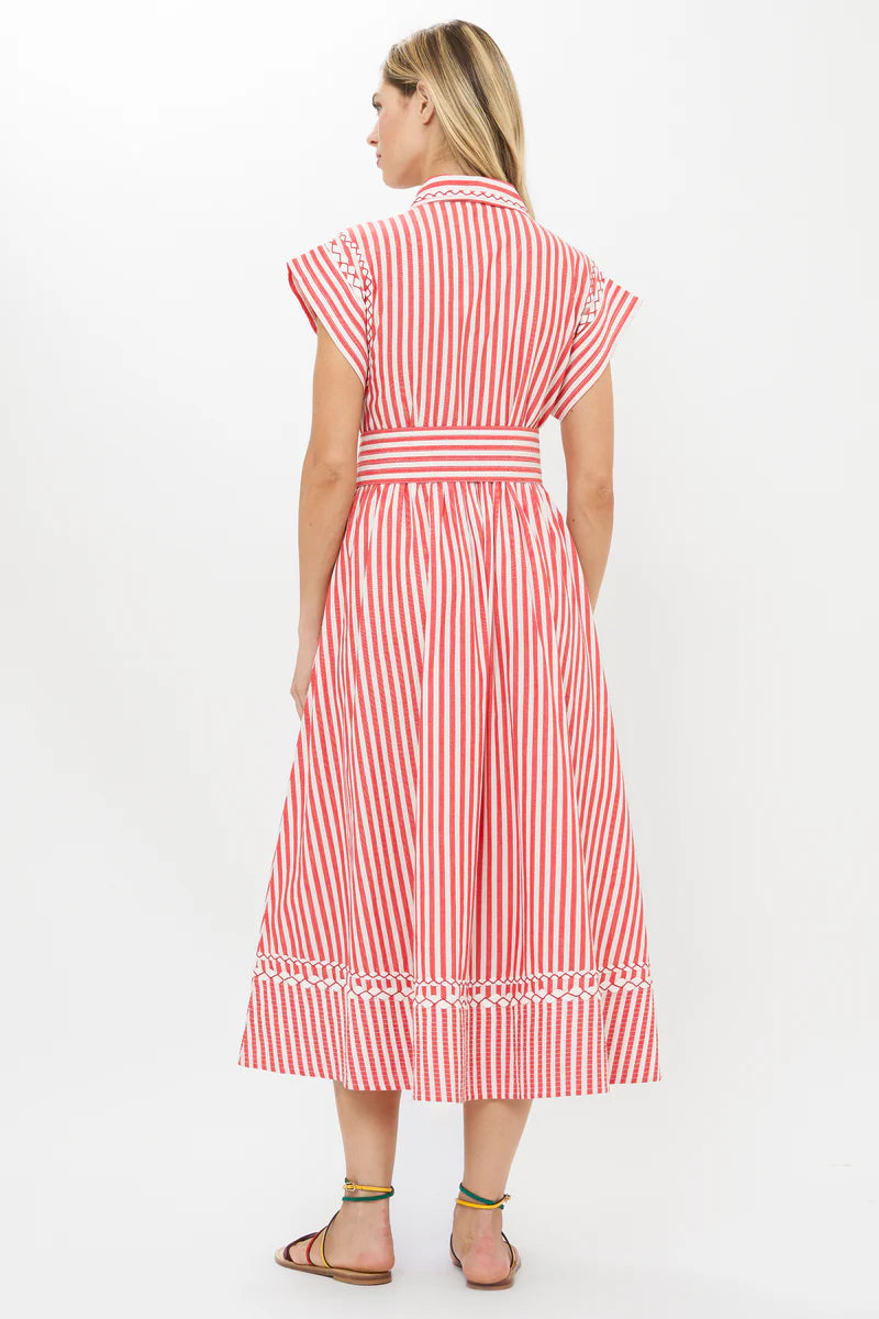 OLIPHANT Belted Shirt Dress - Sconset Red