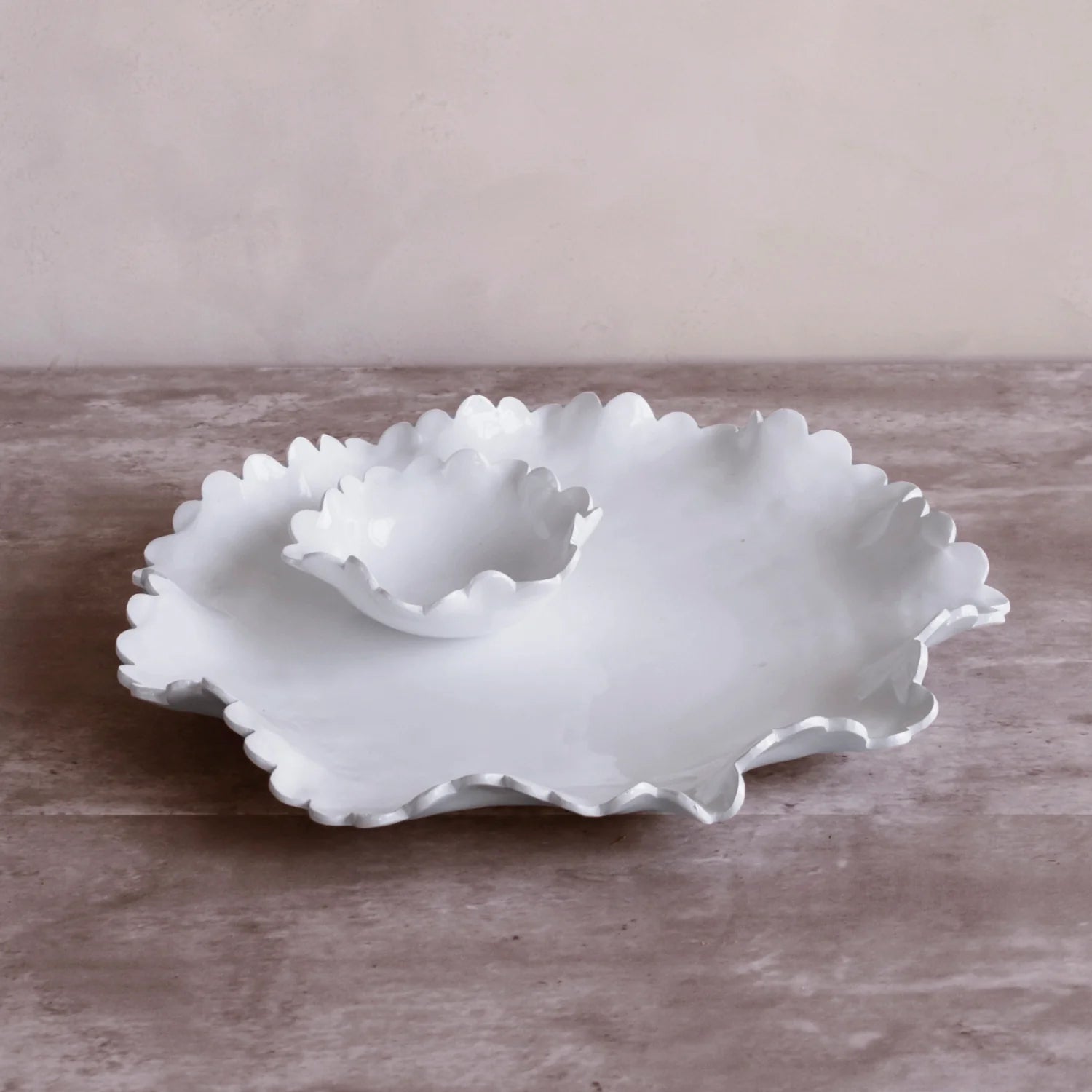 Beatriz Ball VIDA Colette Round Platter with Mini Dip Bowl - White