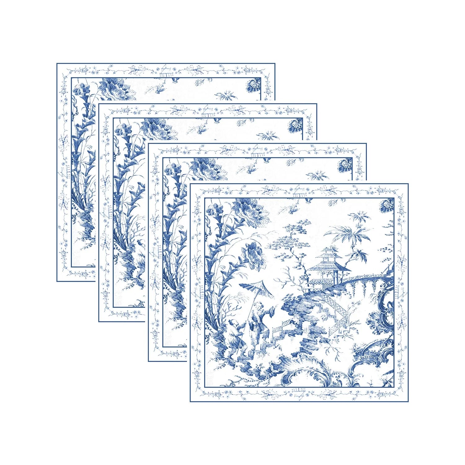 Beatriz Ball Chinoiserie Napkins 20 x 20 Set of 4 | Blue and White