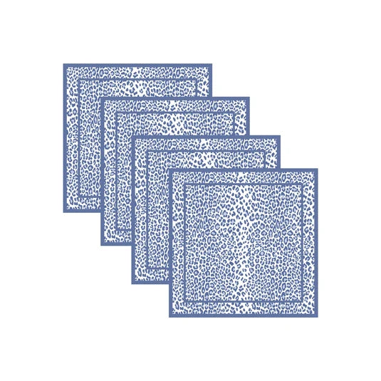 Beatriz Ball Leopard Napkins 20 x 20 Set of 4 | Blue and White