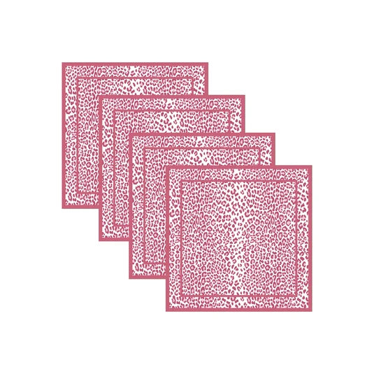 Beatriz Ball Leopard Napkins 20 x 20 Set of 4 | Pink and White