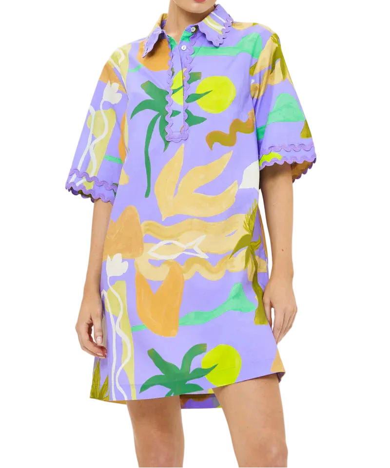 OLIPHANT Collared Shirt Dress Mini - Paradiso Blue