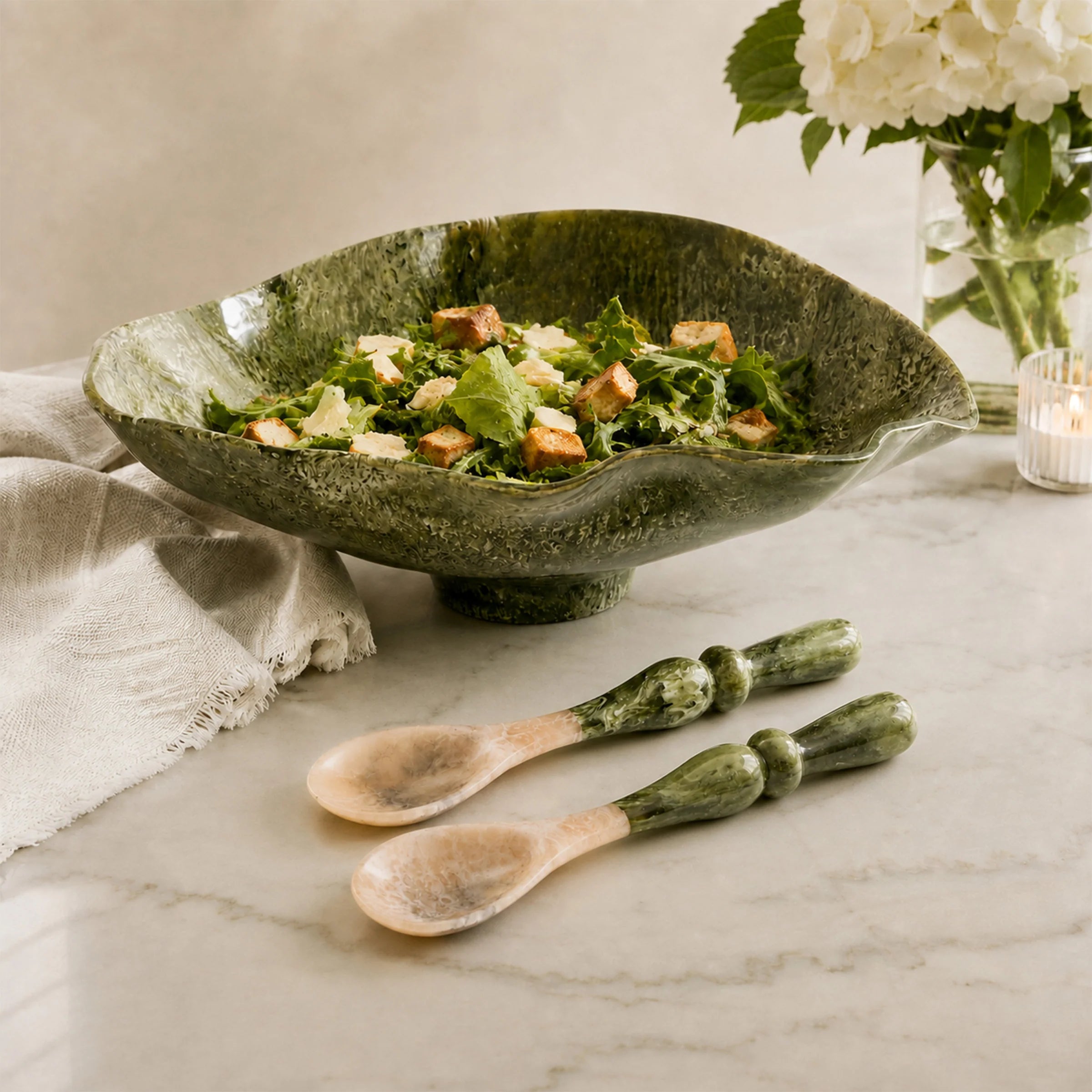 Beatriz Ball Malachite Salad Servers | Green