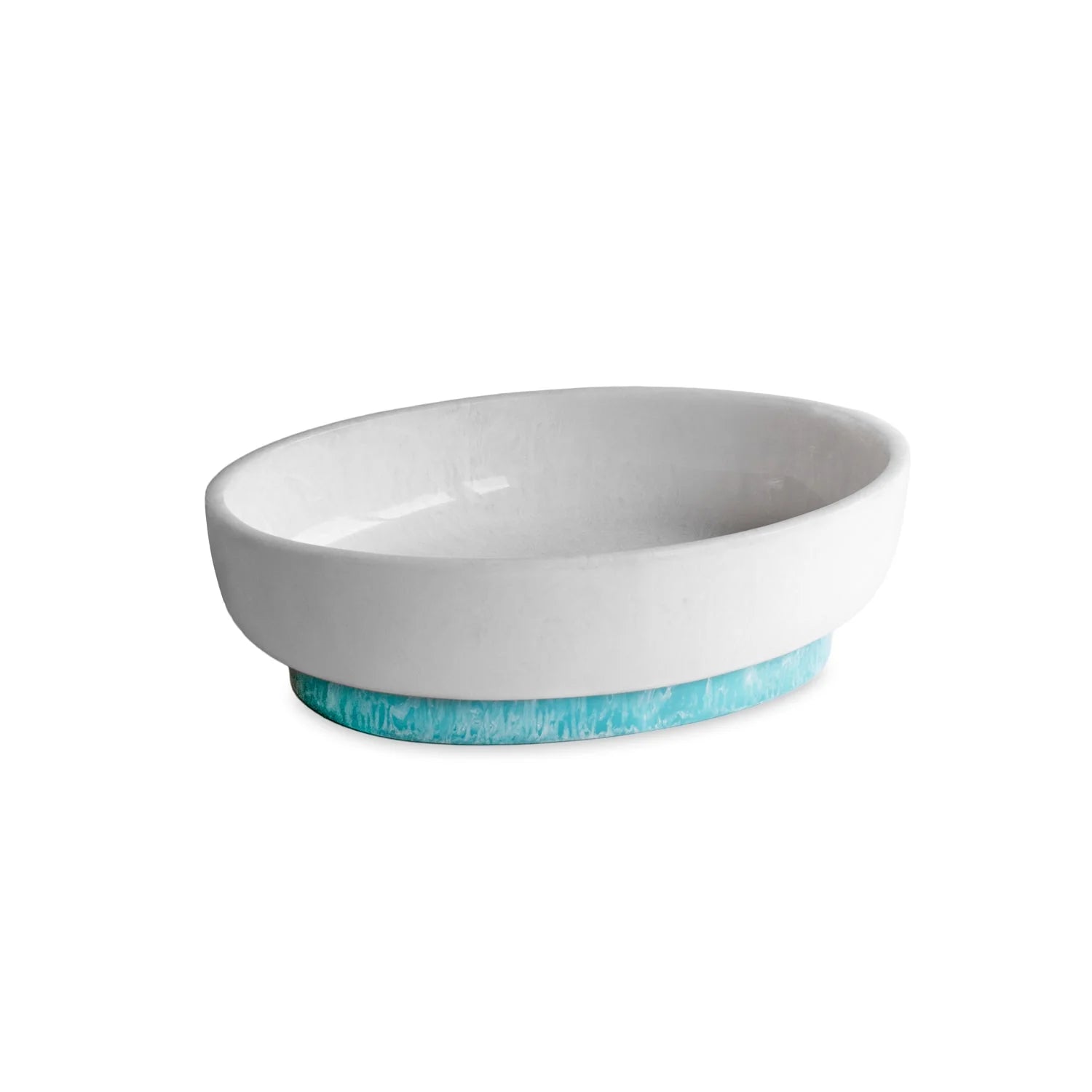 Beatriz Ball Rio Large Oval Bowl with Base | White and Turquoise