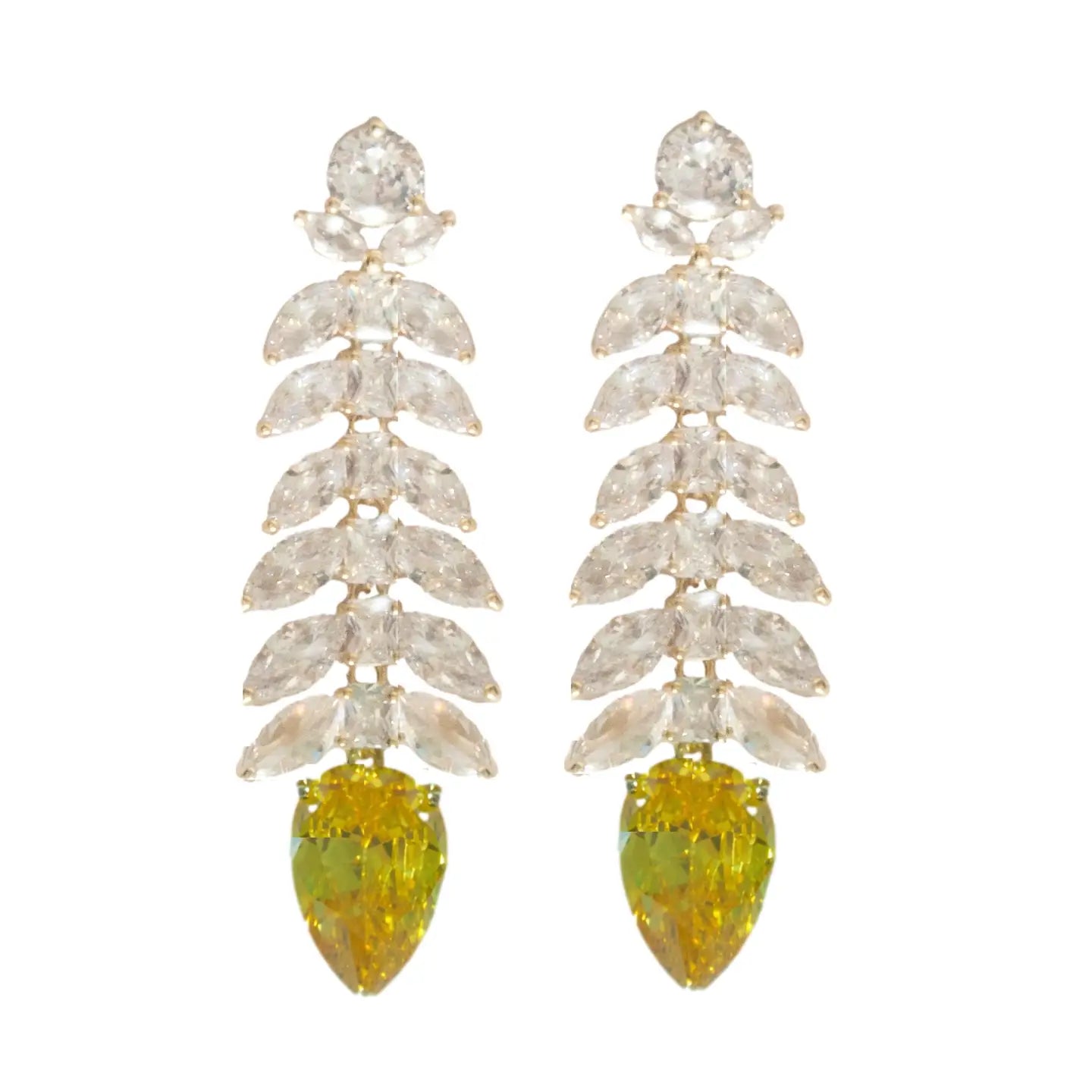 White & Canary Yellow Gala Sparkle Holiday Statement Earring