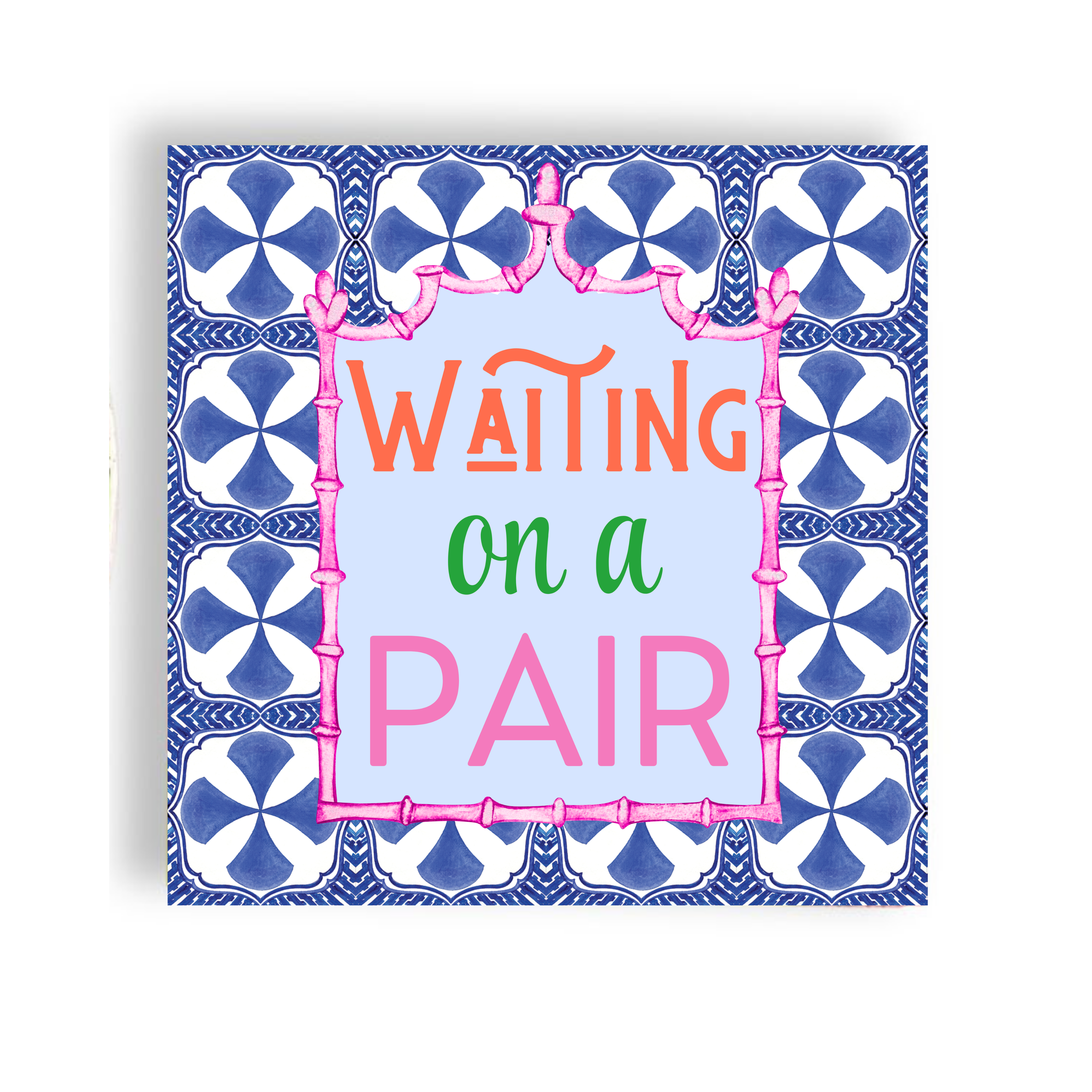 Mahjong "Waiting on a Pair" Blue Tile 24ct Cocktail Napkin