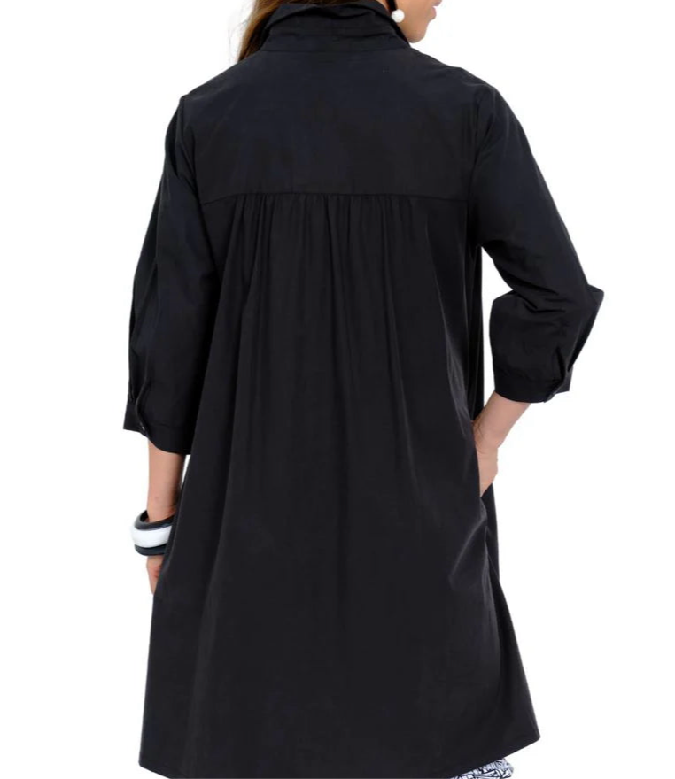 Lior Black Shirtdress with White Piping