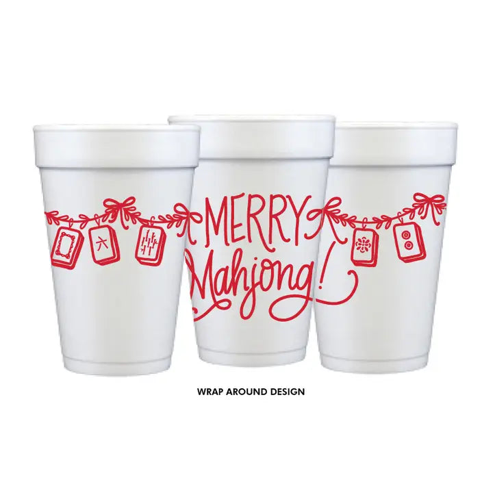 Merry Mahjong Foam Cups - Red or Pink