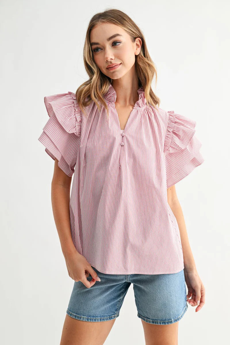 Jessy Top - Navy and Red