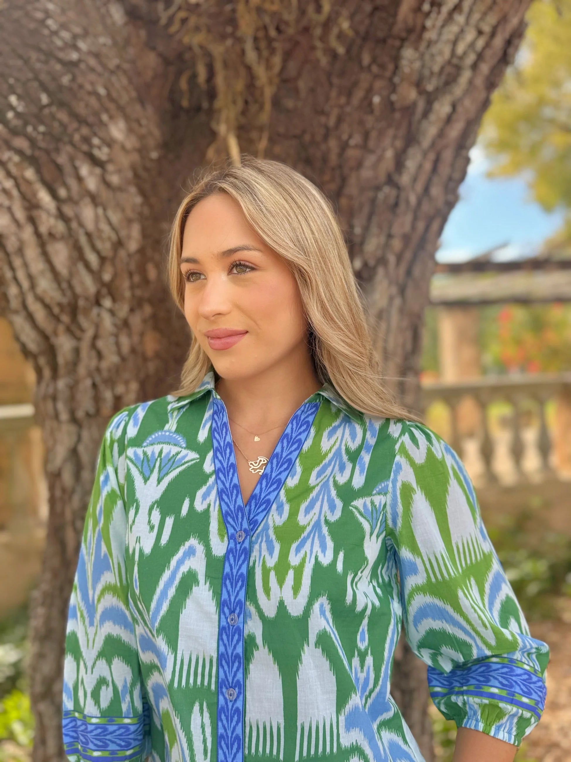 Islapayal Camille Top | Ikat Green