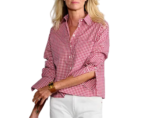 The Crop Shirt in Cranberry Check
