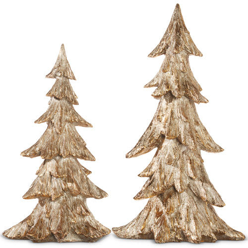 Gold Carved Trees -  Set of 2