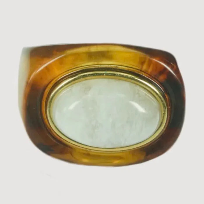 Lucas Jack Tortoise Shell Resin Ring - Moonstone