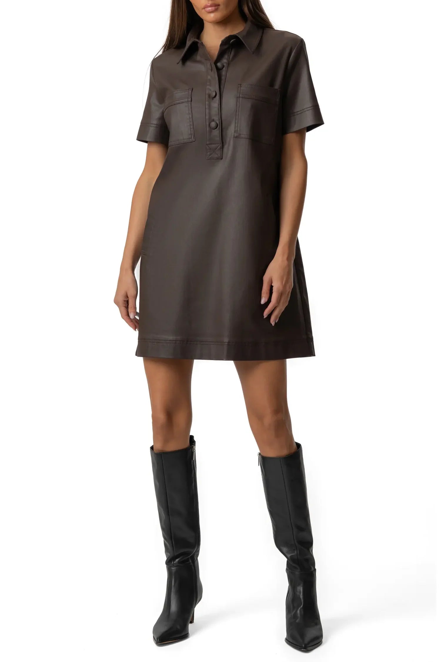 KUT FROM THE KLOTH Tatiana Dress with Placket and Pocket Welts