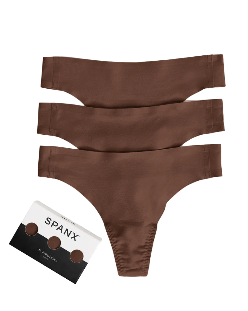 SPANX Fit-To-You Thong 3-pack - One Size - Chestnut