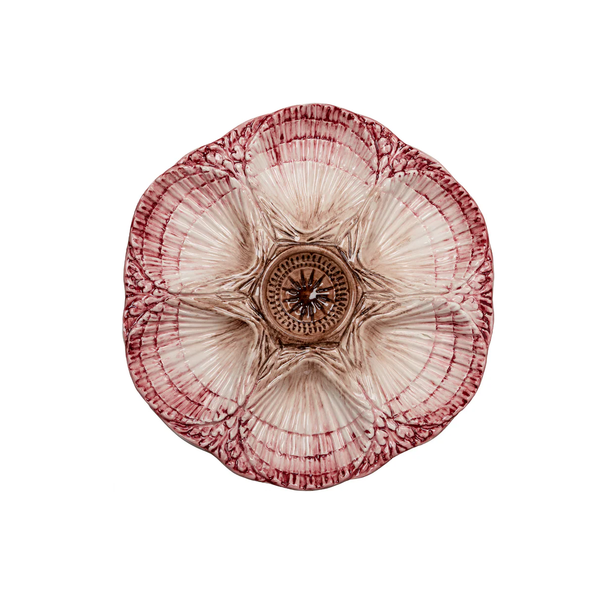 Oyster Plate Cream & Burgundy