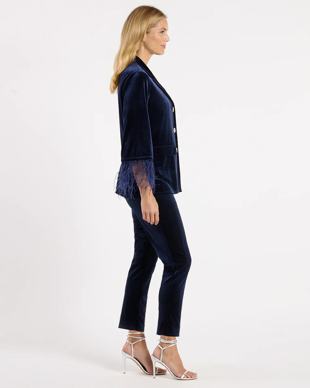 Jude Connally Essie Stretch Velvet Jacket - Navy