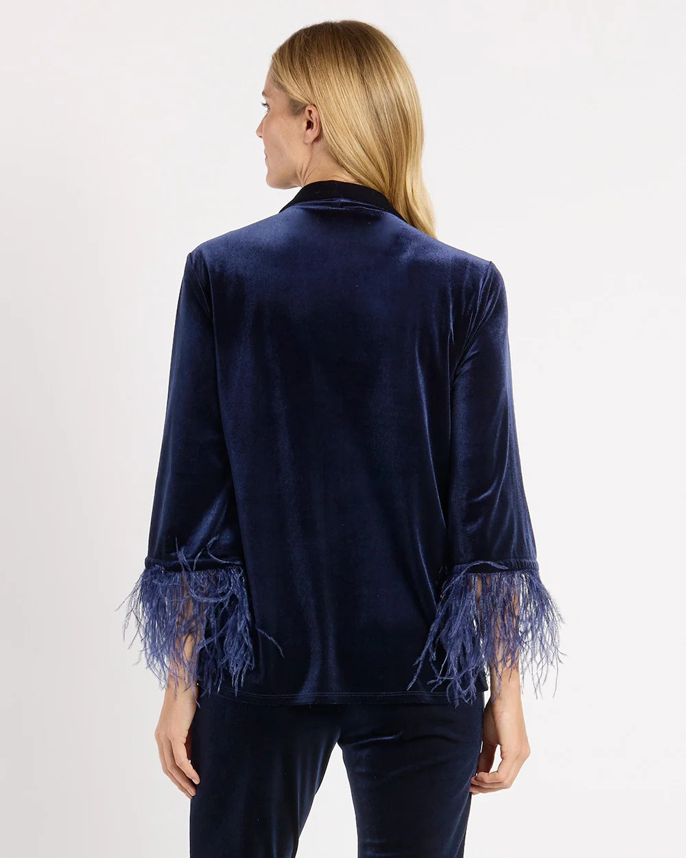 Jude Connally Essie Stretch Velvet Jacket - Navy