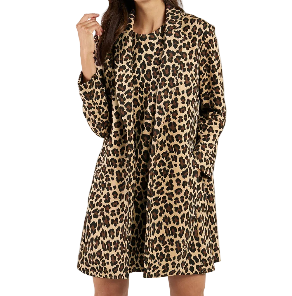 Jude Connally Emma Suede Dress | Large Leopard Brown
