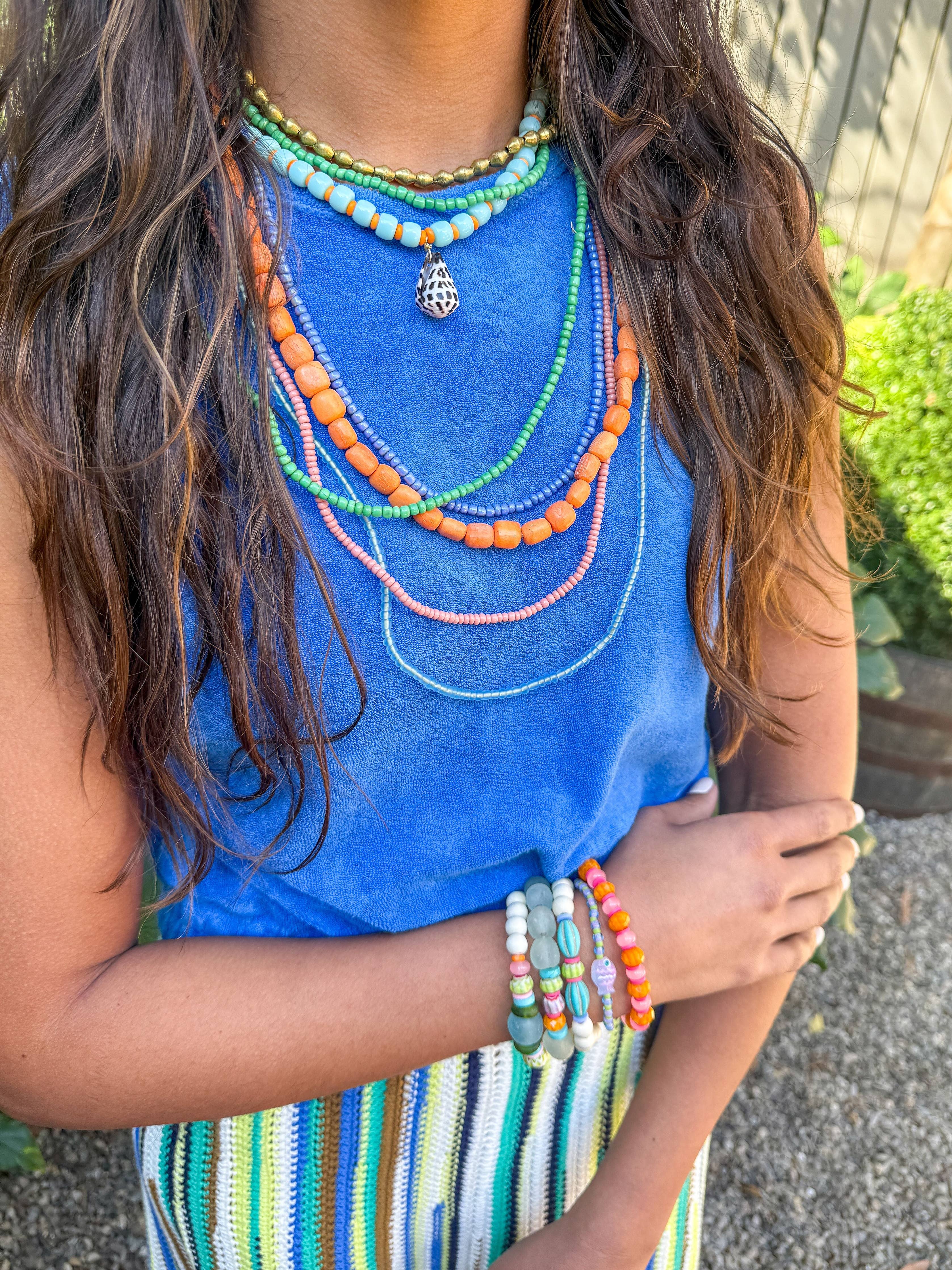 Ocean Shell Layered Pendant Necklace |  18"