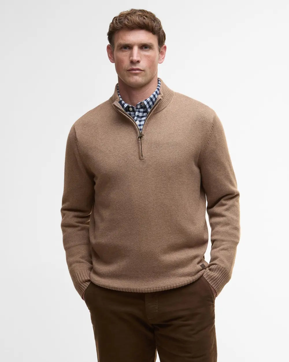 Barbour Kelson Half Zip Knitted Sweater - Stone