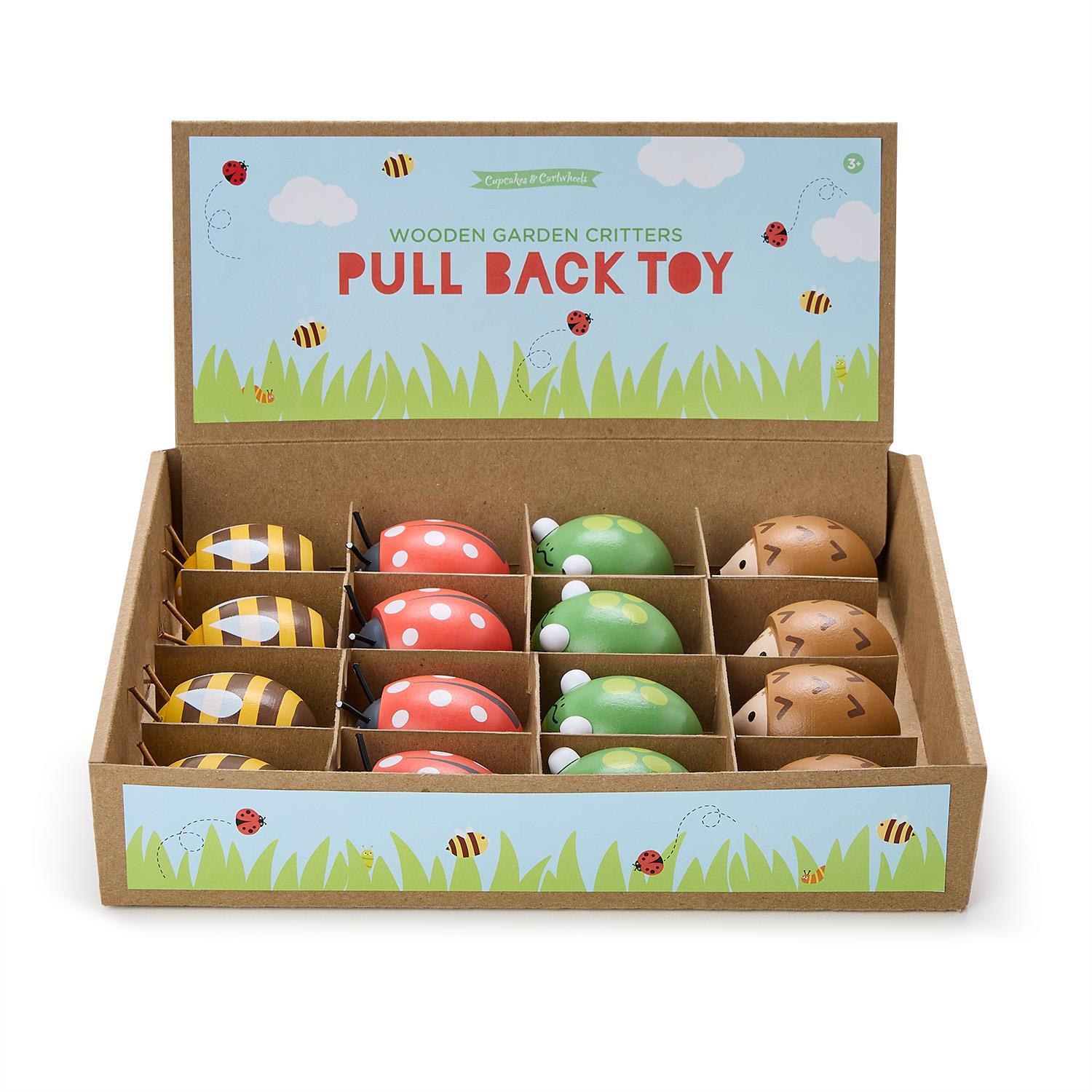 Wooden Pull Back Bug Toy - 4 Colors