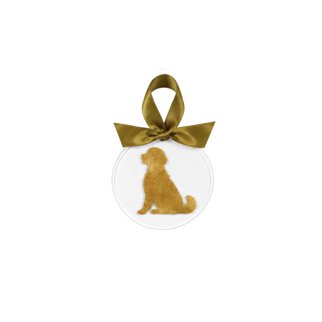 Gold Leaf Dog Breed Acrylic Ornament: Goldendoodle