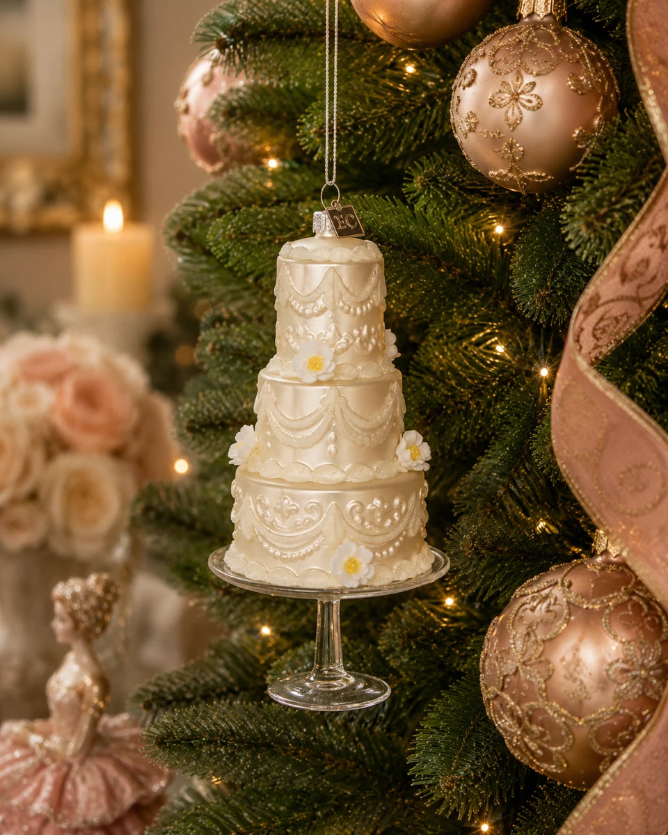 6.5" White Tiered Cake Ornament