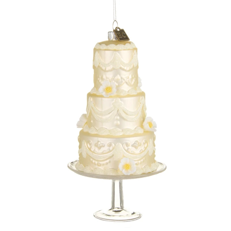6.5" White Tiered Cake Ornament