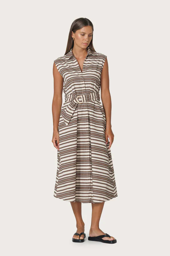 Chloe Poplin Dress - Beachmark Stripe