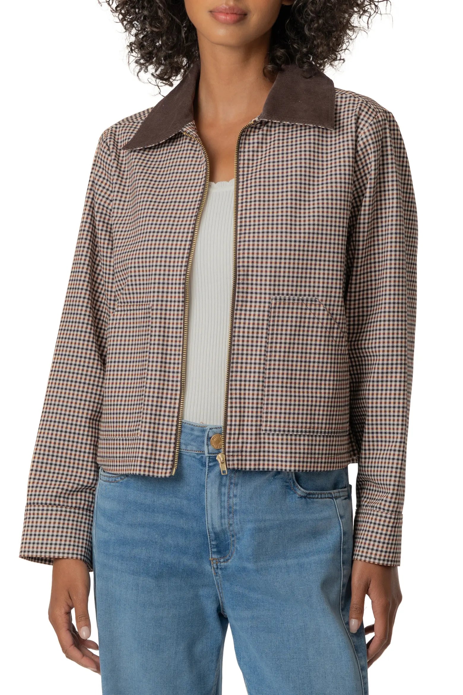 Kut From the Kloth Natalia Zip Front Jacket with Cord Collar