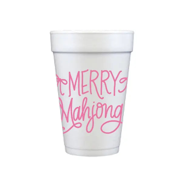 Merry Mahjong Foam Cups - Red or Pink