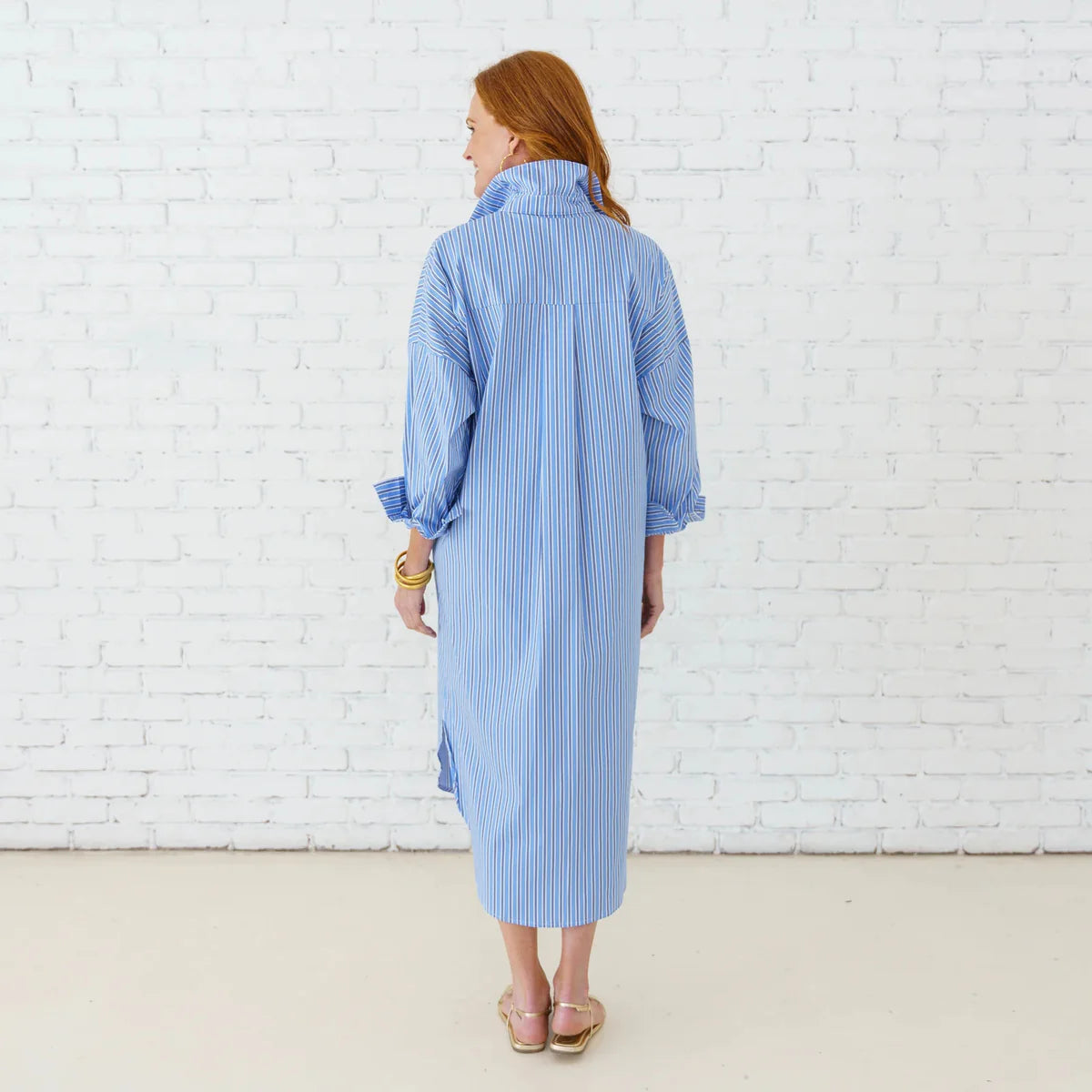 Caryn Lawn Phoebe Dress | Blue/Navy Stripe