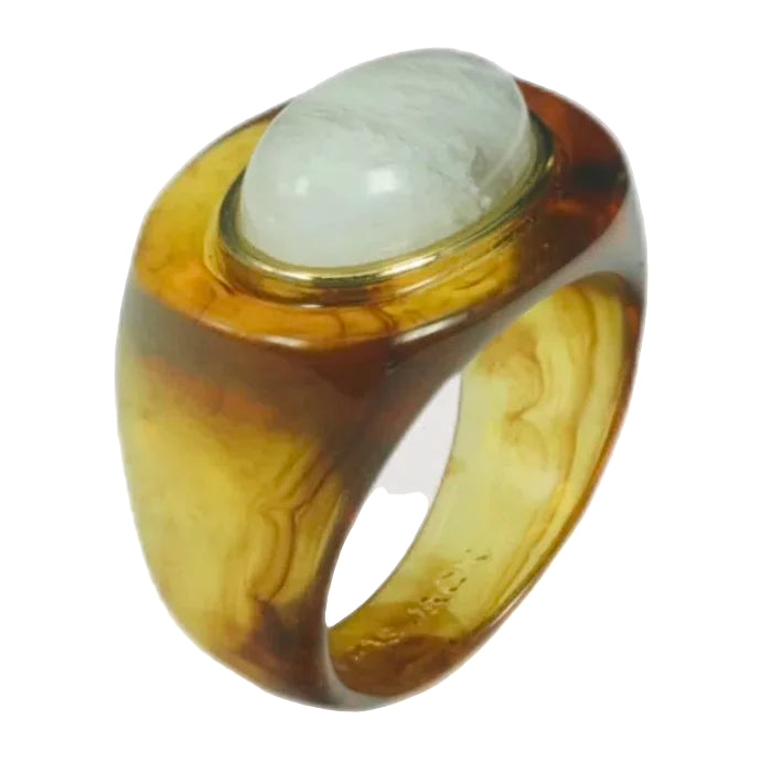 Lucas Jack Tortoise Shell Resin Ring - Moonstone
