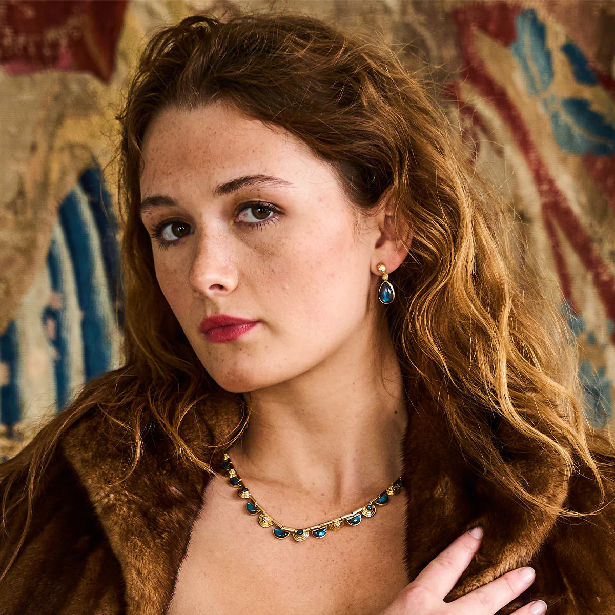 Capucine De Wulf Monique Gem Post Earrings - Blue Labradorite