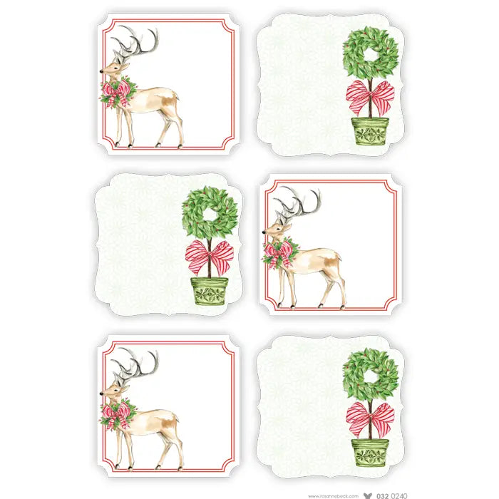 Die Cut Sticker Sheets - Deer/Holly Topiary
