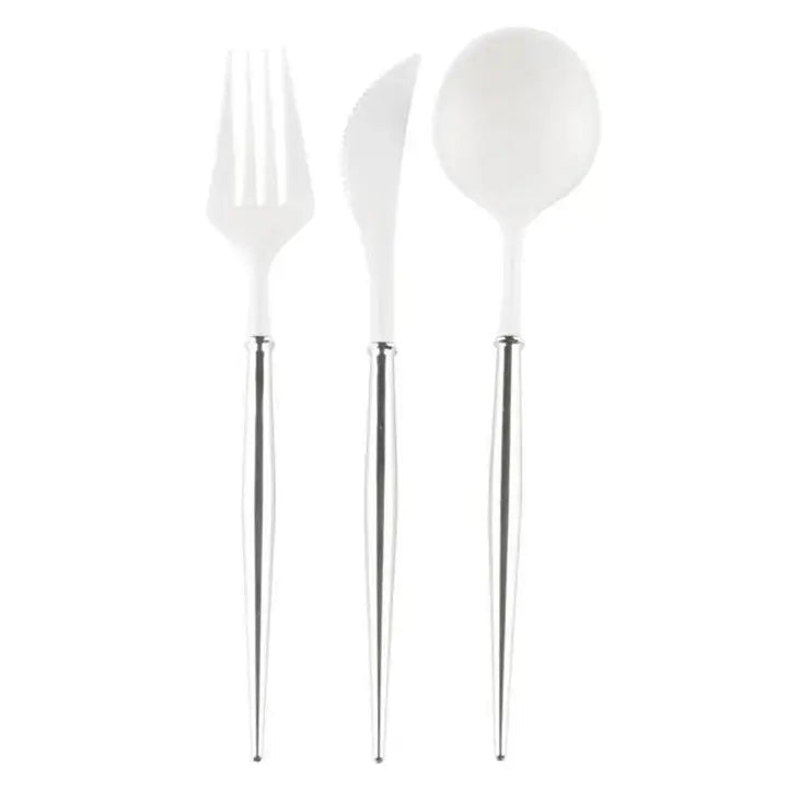 Plastic Cutlery/24 Piece - Service for 8/Blue, Gold or Silver