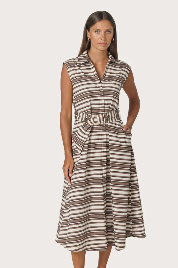 Chloe Poplin Dress - Beachmark Stripe