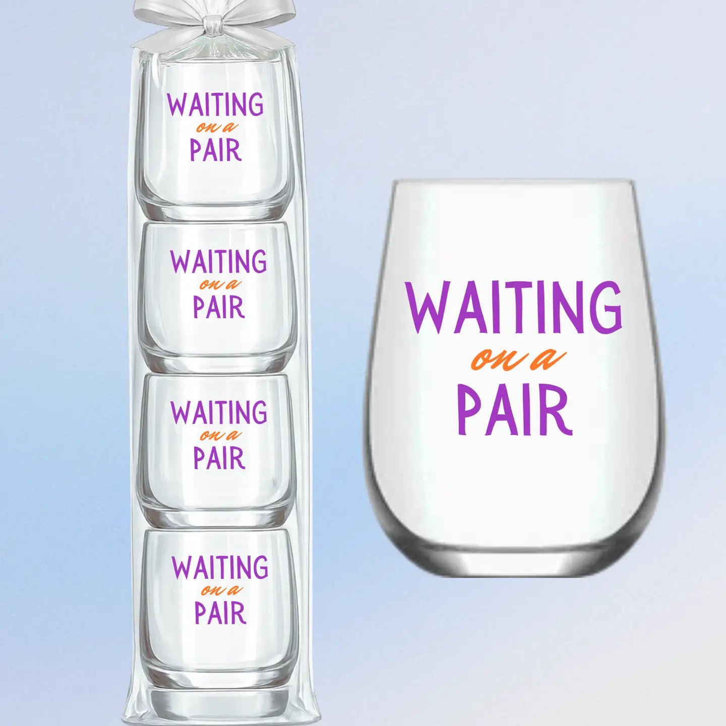 Mahjong Stemless Reusable Wine Glasses "Waiting On A Pair"