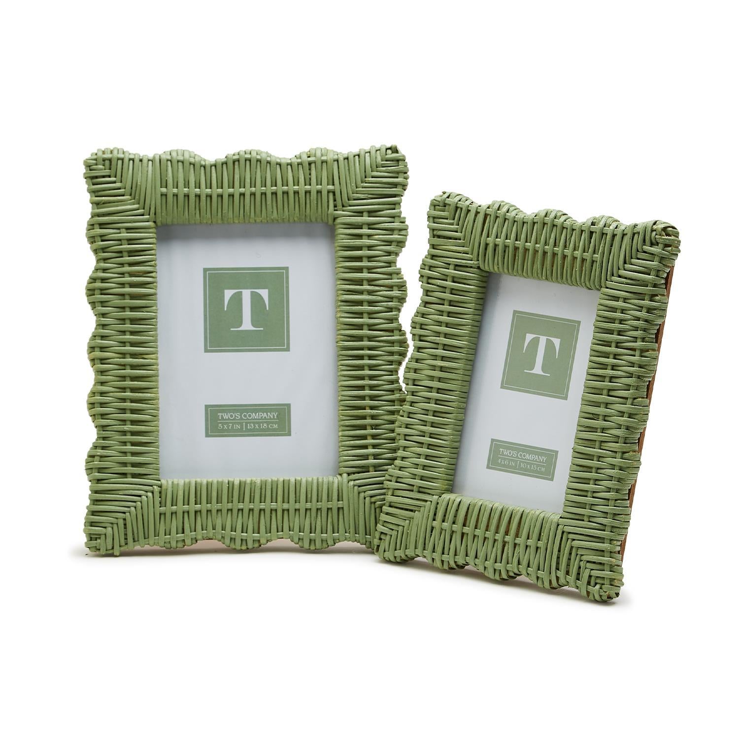 Green Wicker Weave Photo Frames - (small or large)