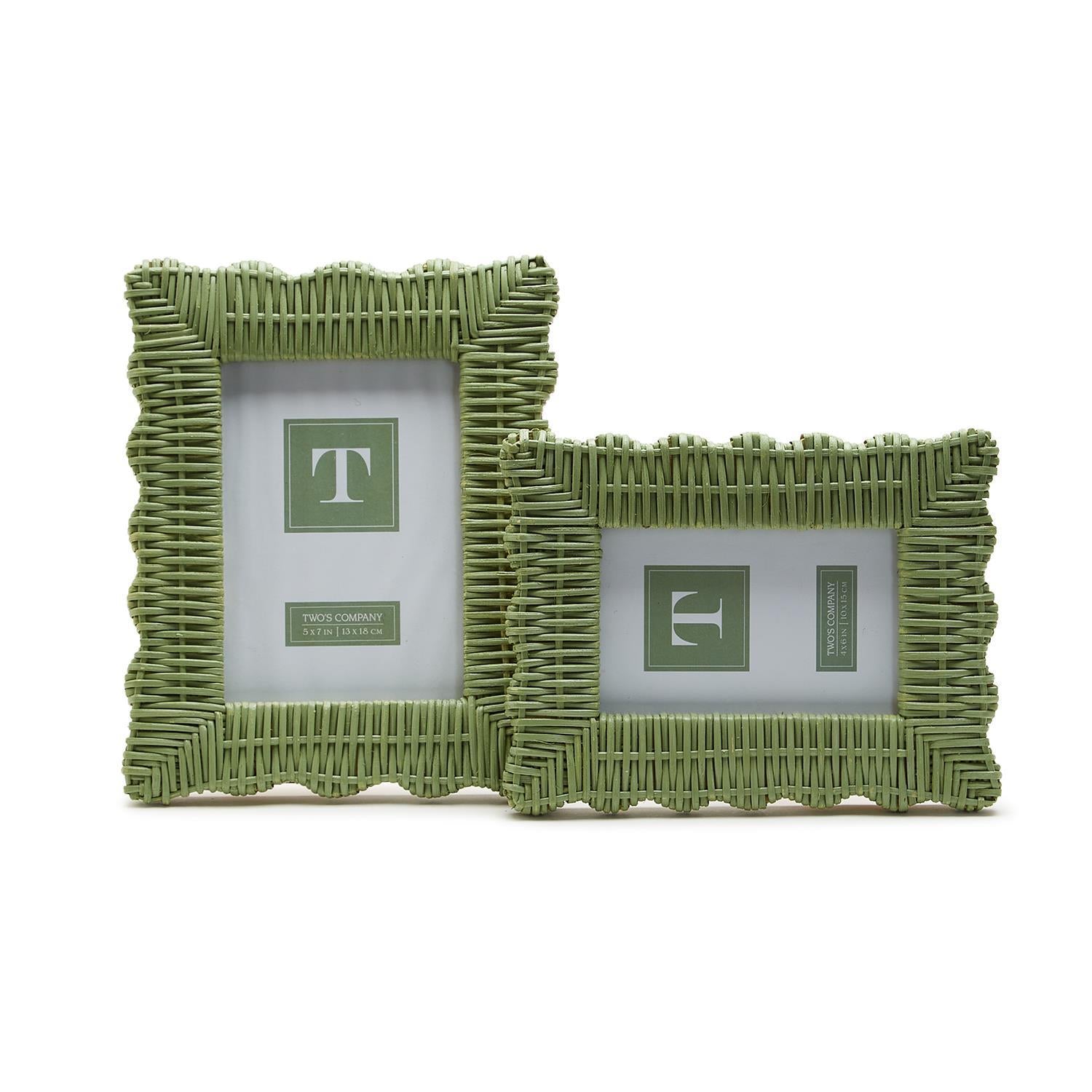 Green Wicker Weave Photo Frames - (small or large)