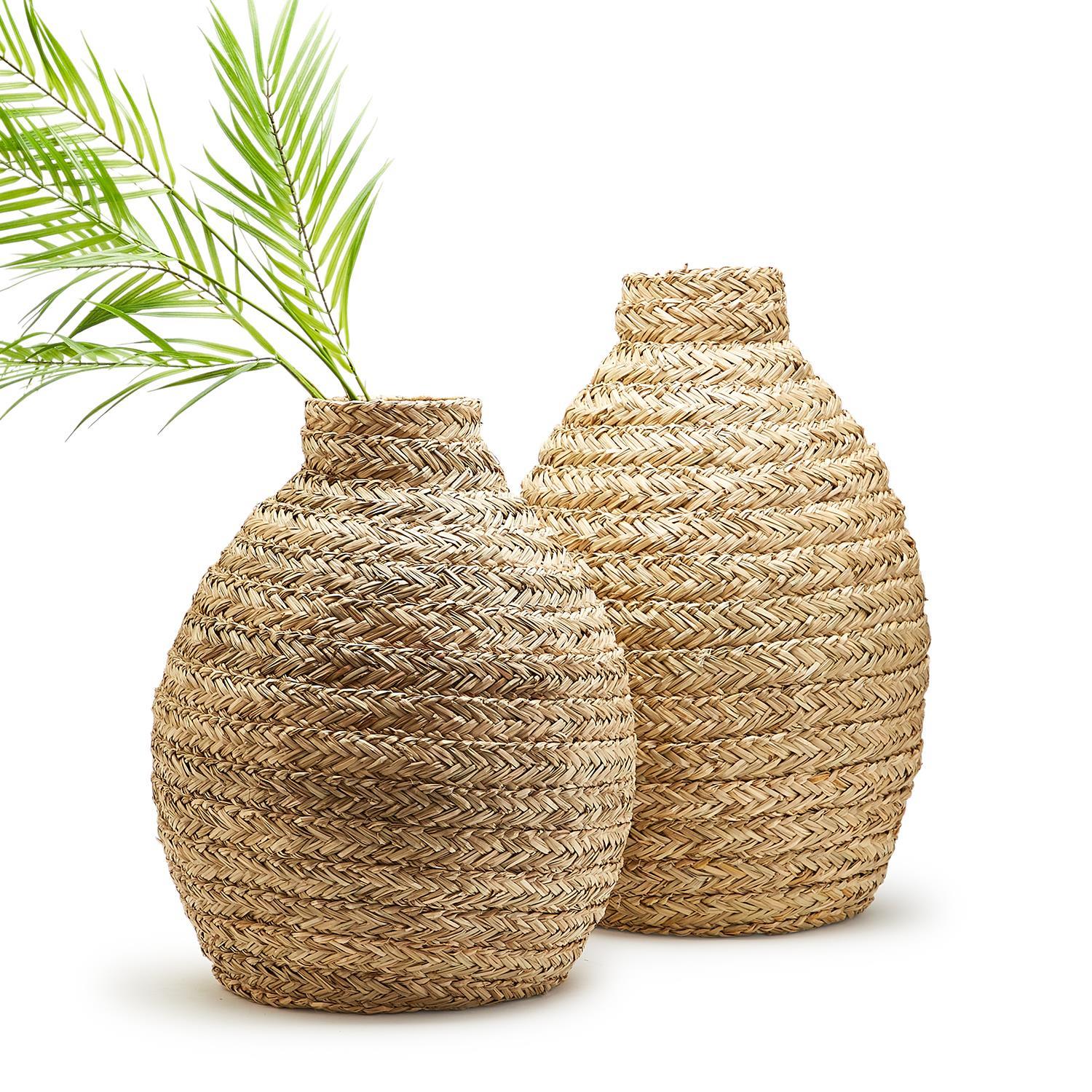 Basket Weave Bottle Shaped Vases - (two sizes)