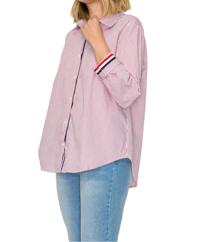 Jasmine Cotton Poplin Top - Red