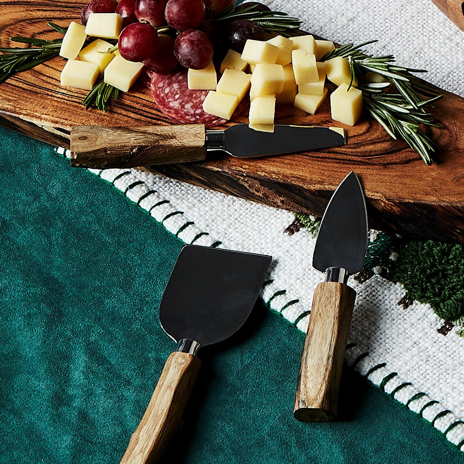 Set of 3  Wood Handle Cheese Knives